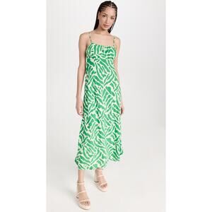 Faithful The Brand San Paolo Midi Dress Tulli Print Green US 8 Tropical Colorful